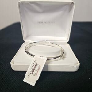 Sterling Silver Hinged Bangle Bracelet –Classic Minimalist Stackable Cuff (7.5")